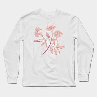 Marigold flower in salmon rose Long Sleeve T-Shirt